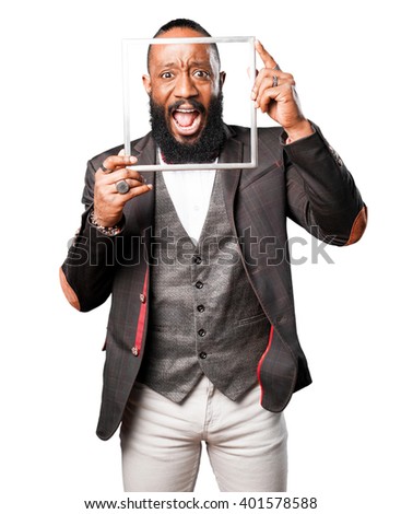 business black man holding frame