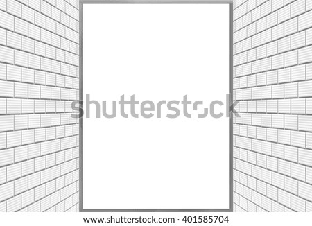 Blank big billboard and white brick wall