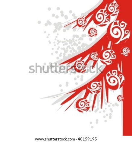 VECTOR  New Year's background with a fur-tree and ornaments