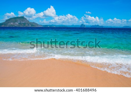Tropical sand beach, El Nido, Palawan, Philippines, Southeast Asia