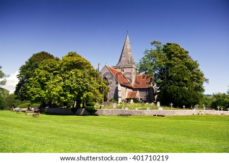 Country church; English village church in idyllic rural surroundings
