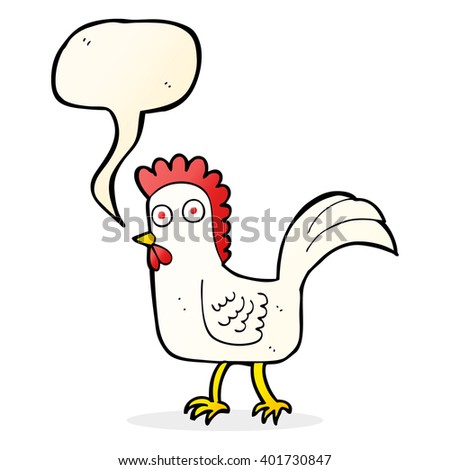 cartoon chicken with speech bubble