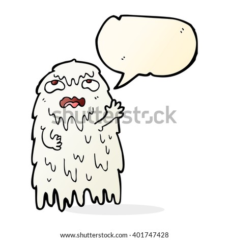 gross cartoon ghost with speech bubble
