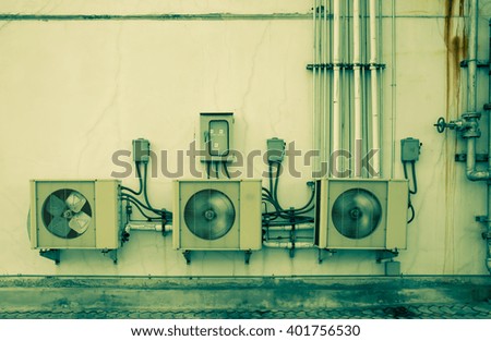 Air conditioners condenser units, vintage color style