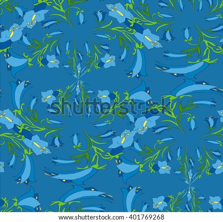  Vector seamless abstract pattern flowers bells