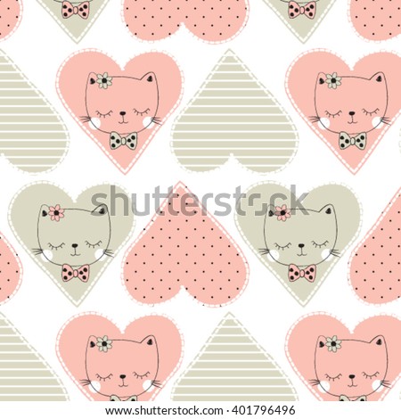 cute cat pattern background vector illustration