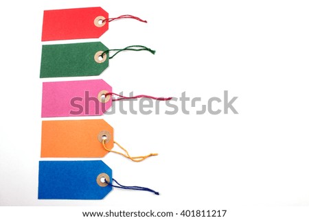 Colorfull Paper Tags Tied with String.
