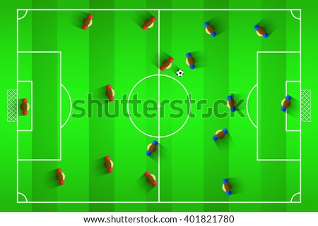 Football Club line-up on Pitch, vector design.