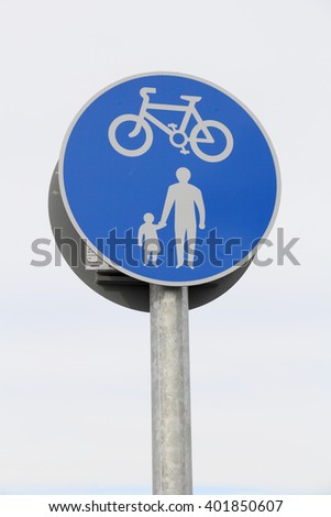 British road sign - Route for cyclists and pedestrians
