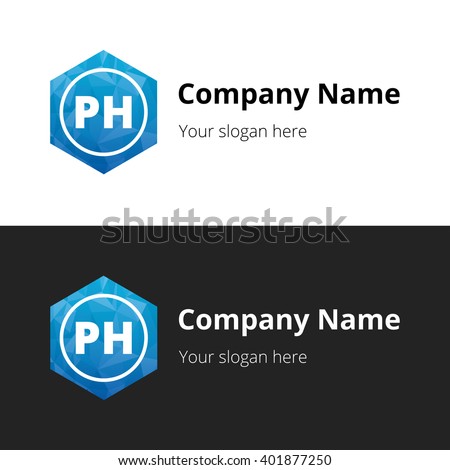 PH Letters , Abstract Polygonal Background Logo, design for Corporate Business Identity, Alphabet letter