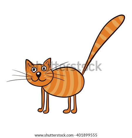 Striped ginger cat. Vector illustration of pets