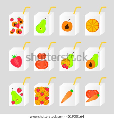 Illustration of many different juice tastes packs