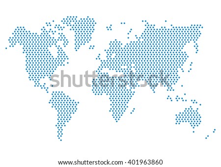 Dot World Map vector isolated on white background. Blue continent points. Worldmap Template for website, annual reports, infographics.