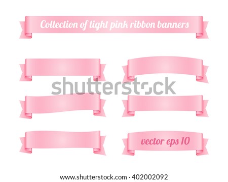 Set of light pink ribbon banners. Vector illustration. Royalty-Free Stock Photo #402002092
