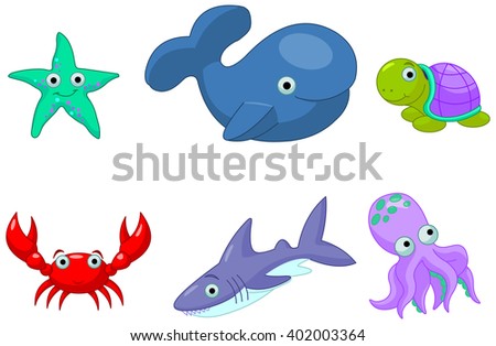 Colorful cute sea creatures 