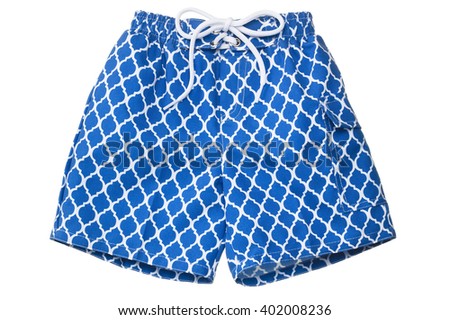 Patterned swimming trunks isolated on white background Royalty-Free Stock Photo #402008236