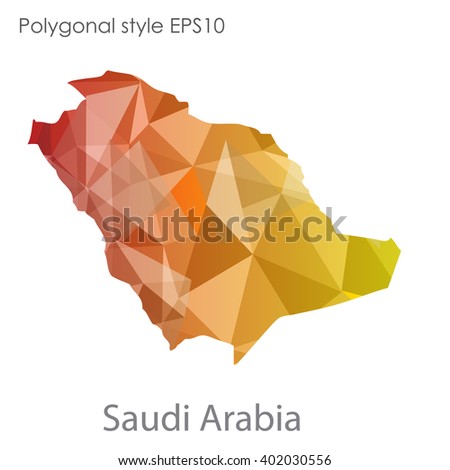 Saudi Arabia map in geometric polygonal style.Abstract gems triangle,modern design background.