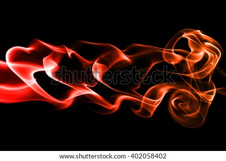 Abstract smoke like a fire, isolated on black background.
