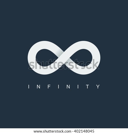 infinity symbol or sign. infinite icon. limitless logo. isolated on dark blue background vector illustration