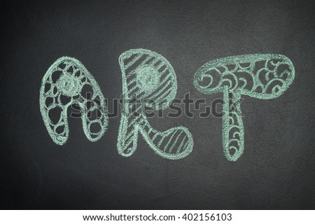 Art, written with green chalk on a blackboard