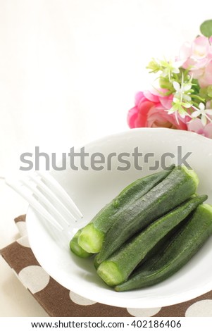 boiled okra for healthy food image