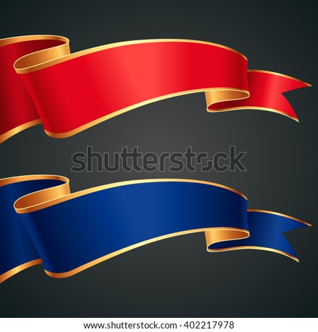 The set of red and blue ribbons with gold edges Royalty-Free Stock Photo #402217978