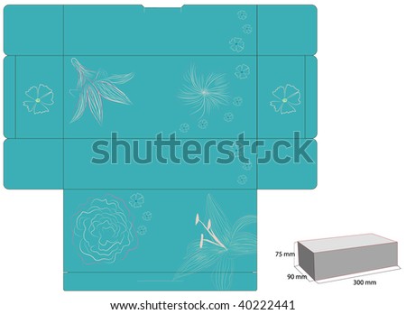 Blue decorative box with exotic flowers