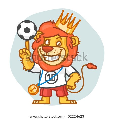 Lion Holds Soccer Ball on One Finger