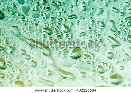 Drops of water on glass abstract background.