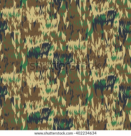Hunter's teeth. 4-Color Woodland Camouflage.
Seamless pattern.