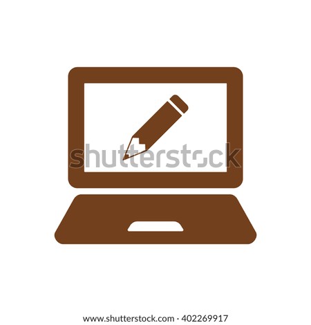 Laptop   icon,  isolated. Flat  design.