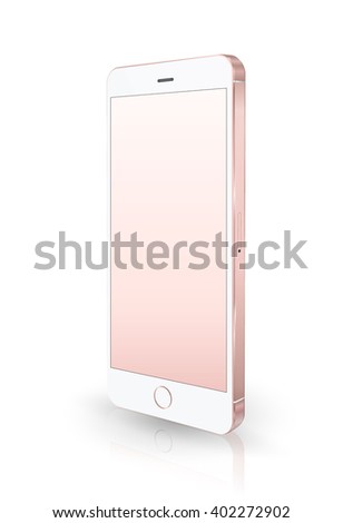 Vector realistic pink smartphone mockup. Vector illustration. use for printing web element game and application demo.
