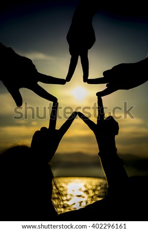 Social network made of many hands in a group