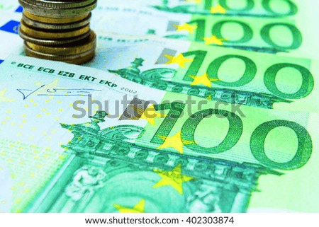 paper money with coins background cents