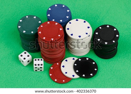 Gambling chips and dice