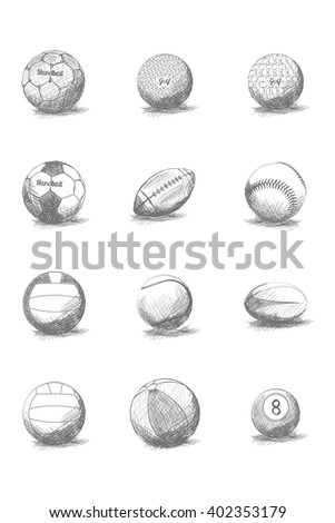 Set of different sport balls on a white background
