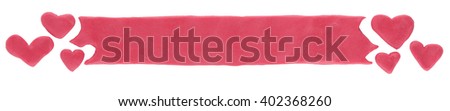Plasticine banner with heart isolated on white background