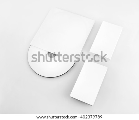 Blank business cards and CD with soft shadows. Template for ID. Mockup for branding identity for designers.