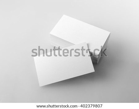 Photo of blank business cards. Mock-up for branding identity for designers. Isolated with clipping path.