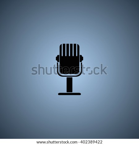Recording studio microphone icon. Flat microphone illustration. 