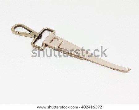 Leather keychain on a white background.