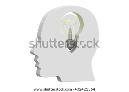 Idea concept with human head. 3D rendering