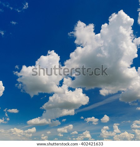 Beautiful blue sky with clouds closeup