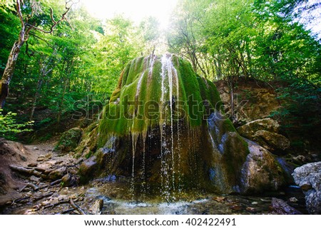 The waterfall Serebryanye strui (Silver streams) in Crimea