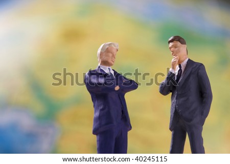 The businessman who travels all over the world and map background.