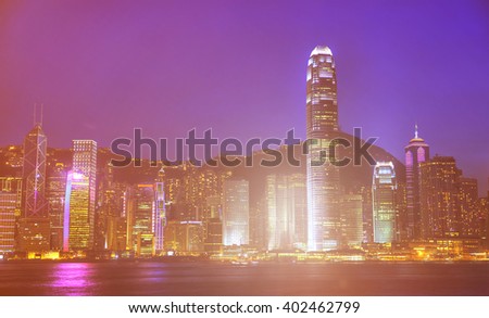 Hong Kong City at Night Cityscape Concept
