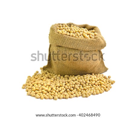 Soy beans isolated on white background, selective focus. 
