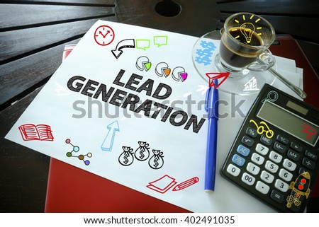 drawing icon cartoon with  LEAD GENERATION concept on paper  in the office , business concept 