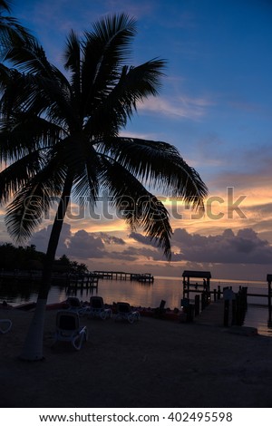Sunset at tropical location of Florida Keys, Caribbean