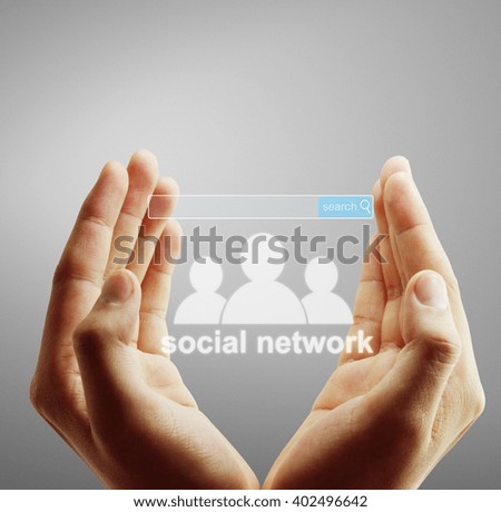 Holding virtual icon of social network 